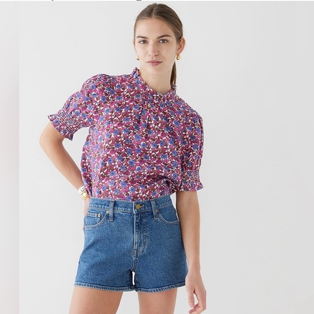 J. Crew Purple Floral Blouse